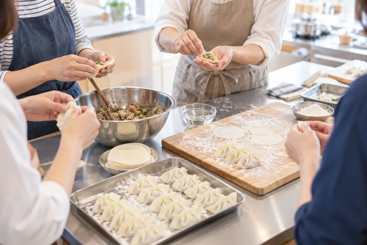 料理教室 レンタルキッチン 作業台 生徒 手元